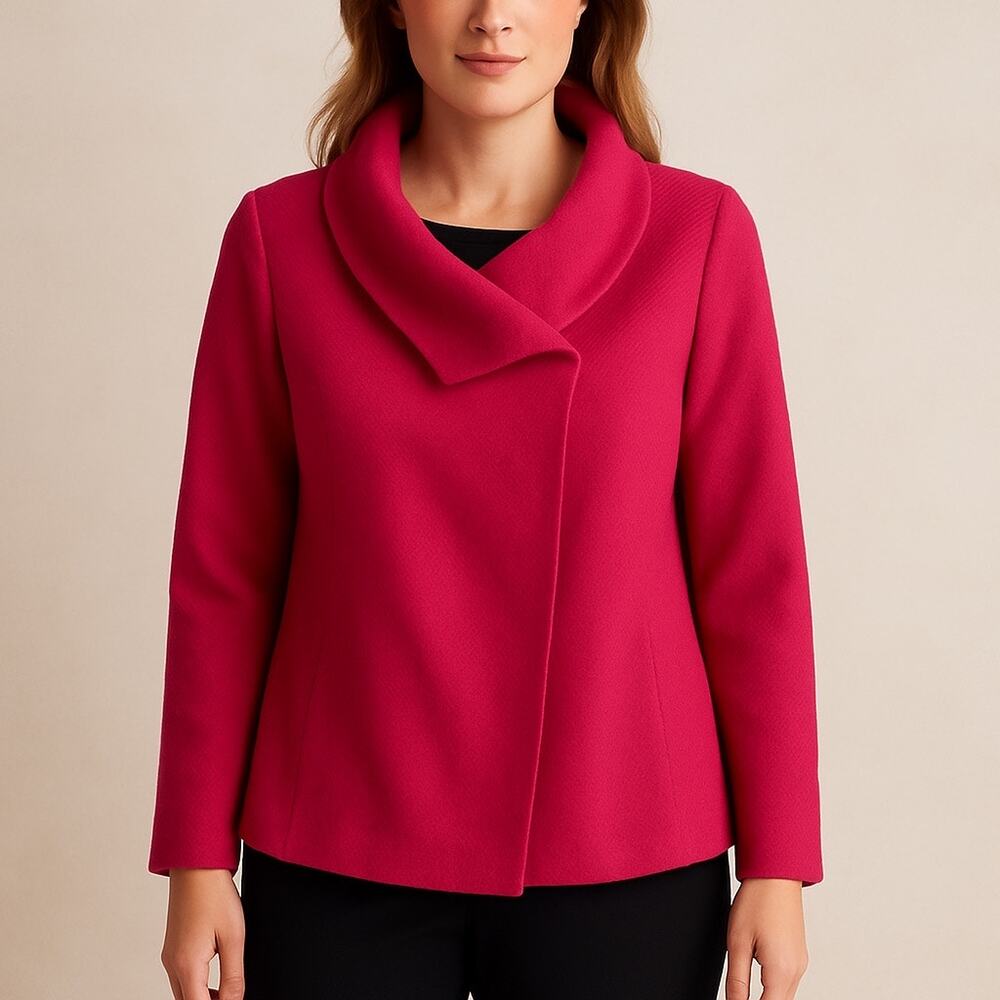 Talbots Textured Fuchsia Jacket With Draped Colla… - image 1
